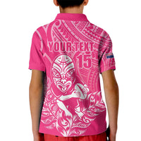 New Zealand Silver Fern Rugby Custom Kid Polo Shirt Maori Tiki Pink Version