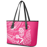 New Zealand Silver Fern Rugby Custom Leather Tote Bag Maori Tiki Pink Version