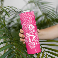 New Zealand Silver Fern Rugby Custom Skinny Tumbler Maori Tiki Pink Version