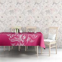 New Zealand Silver Fern Rugby Custom Tablecloth Maori Tiki Pink Version