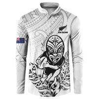 New Zealand Silver Fern Rugby Custom Button Sweatshirt Maori Tiki White Version