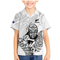 New Zealand Silver Fern Rugby Custom Family Matching Mermaid Dress and Hawaiian Shirt Maori Tiki White Version