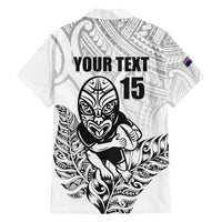 New Zealand Silver Fern Rugby Custom Family Matching Off The Shoulder Long Sleeve Dress and Hawaiian Shirt Maori Tiki White Version