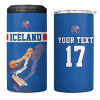 Iceland Basketball Custom 4 in 1 Can Cooler Tumbler Blue Style