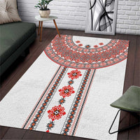 Bulgarian Embroidery Style Seamless Pattern Area Rug