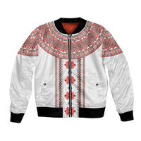 Bulgarian Embroidery Style Seamless Pattern Bomber Jacket