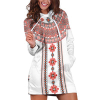 Bulgarian Embroidery Style Seamless Pattern Hoodie Dress