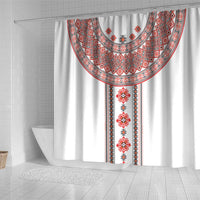 Bulgarian Embroidery Style Seamless Pattern Shower Curtain