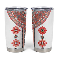 Bulgarian Embroidery Style Seamless Pattern Tumbler Cup