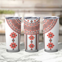 Bulgarian Embroidery Style Seamless Pattern Tumbler Cup