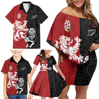 Custom British Lions New Zealand Family Matching Off Shoulder Short Dress and Hawaiian Shirt Unique Style - Polynesian Pride