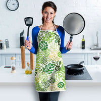 Green Aloha Hawaiian Apron Monstera Hibiscus Tropical Pattern