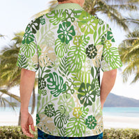 Green Aloha Hawaiian Hawaiian Shirt Monstera Hibiscus Tropical Pattern