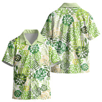 Green Aloha Hawaiian Kid Hawaiian Shirt Monstera Hibiscus Tropical Pattern
