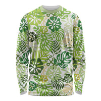 Green Aloha Hawaiian Long Sleeve Shirt Monstera Hibiscus Tropical Pattern LT19 Unisex Green - Polynesian Pride