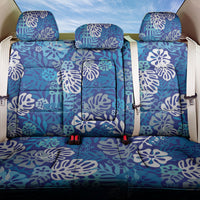 Blue Aloha Hawaiian Back Car Seat Cover Monstera Hibiscus Tropical Pattern