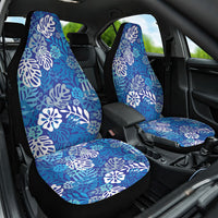 Blue Aloha Hawaiian Car Seat Cover Monstera Hibiscus Tropical Pattern