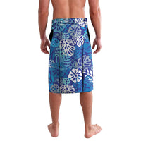 Blue Aloha Hawaiian Lavalava Monstera Hibiscus Tropical Pattern