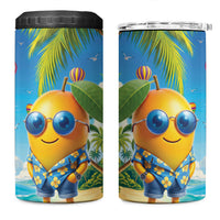 Funny Hawaii Mango 4 in 1 Can Cooler Tumbler Tropical Summer Beach Mascot Vacation