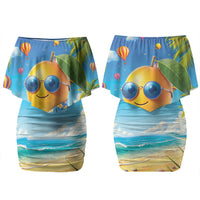 Funny Hawaii Mango Couples Matching Off Shoulder Short Dress and Hawaiian Shirt Tropical Summer Beach Mascot Vacation LT19 - Polynesian Pride