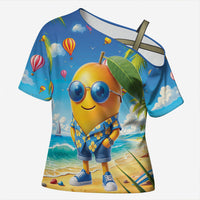 Funny Hawaii Mango Cross Shoulder Shirt Tropical Summer Beach Mascot Vacation