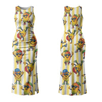 Funny Hawaii Mango Hip Hop Cartoon Couples Matching Tank Maxi Dress and Long Sleeve Button Shirt Summer Beach Party