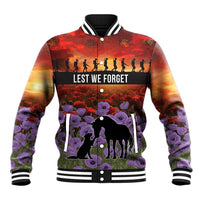 Personalised ANZAC Day Baseball Jacket Remembering the Animals of War LT19 Unisex Purple - Polynesian Pride