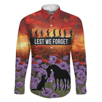 Personalised ANZAC Day Family Matching Off The Shoulder Long Sleeve Dress and Hawaiian Shirt Remembering the Animals of War