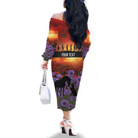 Personalised ANZAC Day Family Matching Off The Shoulder Long Sleeve Dress and Hawaiian Shirt Remembering the Animals of War