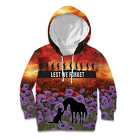 Personalised ANZAC Day Kid Hoodie Remembering the Animals of War LT19 Hoodie Purple - Polynesian Pride