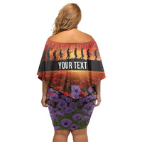 Personalised ANZAC Day Off Shoulder Short Dress Remembering the Animals of War