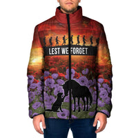 Personalised ANZAC Day Padded Jacket Remembering the Animals of War LT19 Men Purple - Polynesian Pride