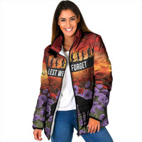 Personalised ANZAC Day Padded Jacket Remembering the Animals of War LT19 Women Purple - Polynesian Pride