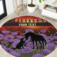 Personalised ANZAC Day Round Carpet Remembering the Animals of War LT19 Purple - Polynesian Pride