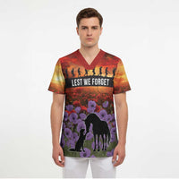Personalised ANZAC Day Scrub Top Remembering the Animals of War LT19 - Polynesian Pride