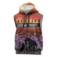 Personalised ANZAC Day Sleeveless Zip Hoodie Remembering the Animals of War LT19 Purple - Polynesian Pride