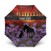 Personalised ANZAC Day Umbrella Remembering the Animals of War LT19 One Size Folded 11.42 inch Opened Diameter 37.4 inch Purple - Polynesian Pride