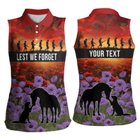 Personalised ANZAC Day Women Sleeveless Polo Shirt Remembering the Animals of War LT19 - Polynesian Pride