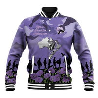 ANZAC Day Baseball Jacket Lest We Forget the Animals Too LT19 Unisex Purple - Polynesian Pride