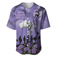 ANZAC Day Baseball Jersey Lest We Forget the Animals Too LT19 Purple - Polynesian Pride