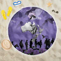 ANZAC Day Beach Blanket Lest We Forget the Animals Too LT19 One Size 150cm Purple - Polynesian Pride