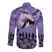 ANZAC Day Long Sleeve Button Shirt Lest We Forget the Animals Too LT19 - Polynesian Pride
