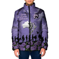 ANZAC Day Padded Jacket Lest We Forget the Animals Too LT19 Men Purple - Polynesian Pride