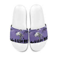 ANZAC Day Slide Sandals Lest We Forget the Animals Too LT19 Purple - Polynesian Pride