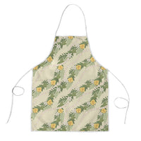 Hawaiian Pikake Maile Lei Apron Tiare Hibiscus Kalo Palapalai Leaf Beige LT19 Beige - Polynesian Pride