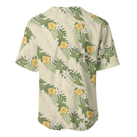 Hawaiian Pikake Maile Lei Baseball Jersey Tiare Hibiscus Kalo Palapalai Leaf Beige LT19 - Polynesian Pride