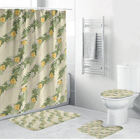 Hawaiian Pikake Maile Lei Bathroom Set Tiare Hibiscus Kalo Palapalai Leaf Beige LT19 Bathroom Set (4 pcs) Beige - Polynesian Pride