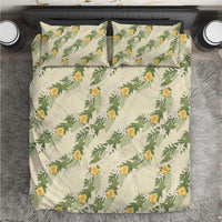 Hawaiian Pikake Maile Lei Bedding Set Tiare Hibiscus Kalo Palapalai Leaf Beige LT19 Beige - Polynesian Pride