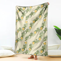 Hawaiian Pikake Maile Lei Blanket Tiare Hibiscus Kalo Palapalai Leaf Beige LT19 - Polynesian Pride