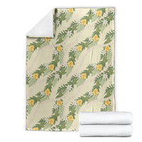 Hawaiian Pikake Maile Lei Blanket Tiare Hibiscus Kalo Palapalai Leaf Beige LT19 - Polynesian Pride